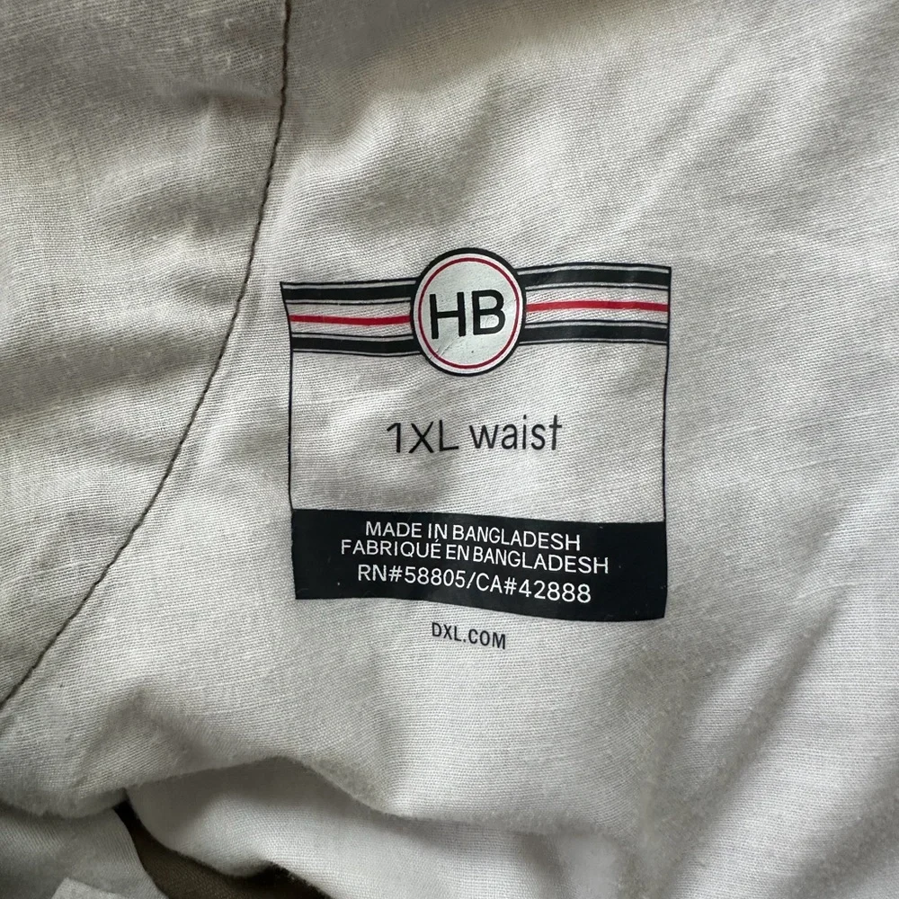 HB By DXL Men’s 1X Waist Tan Chino Chambray Zip Elastic Waist Stretch Shorts